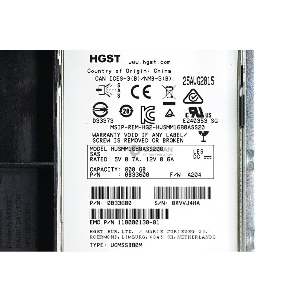 005051651 EMC SSD 800GB SAS 12G 2.5" IN 3.5"